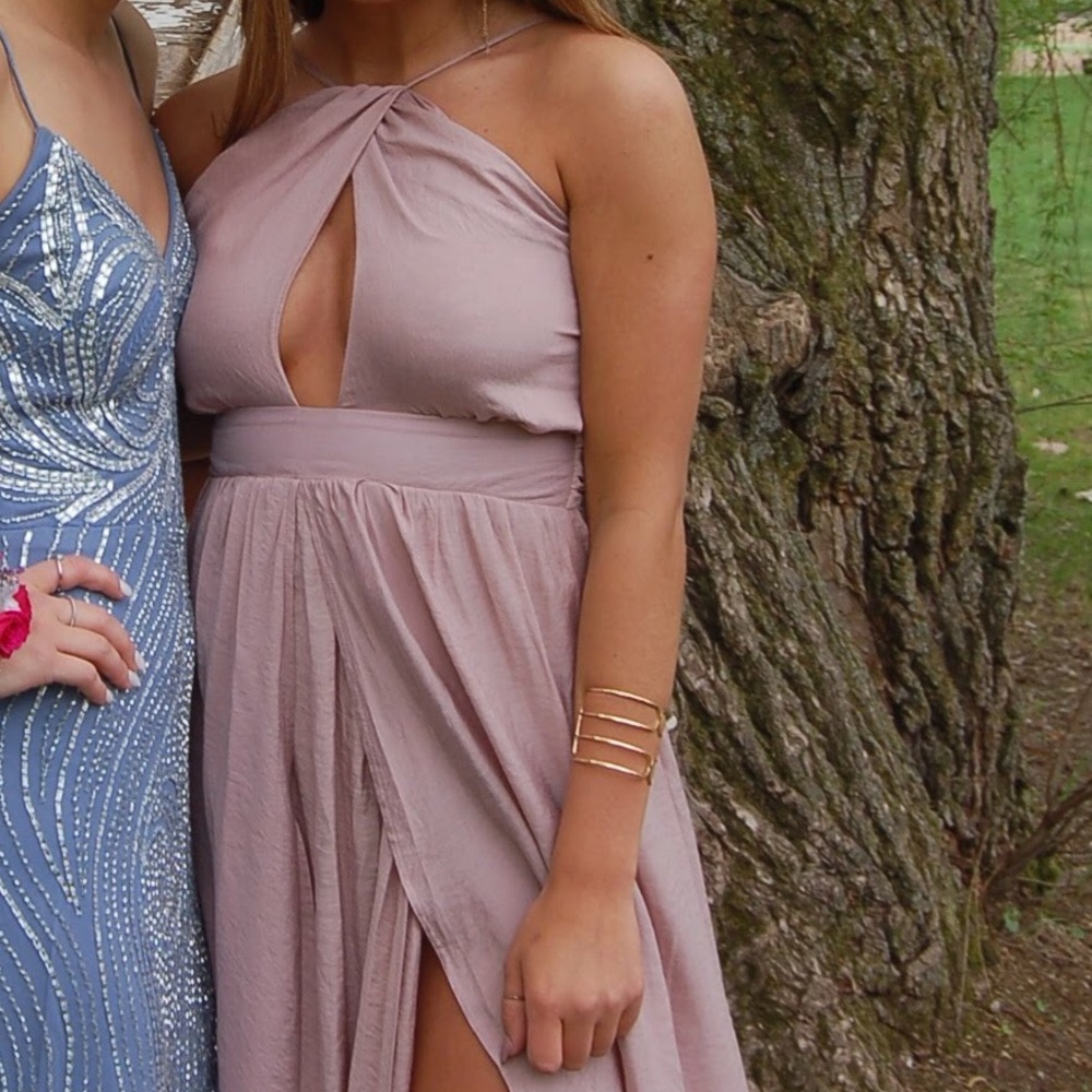 mauve floor length dress